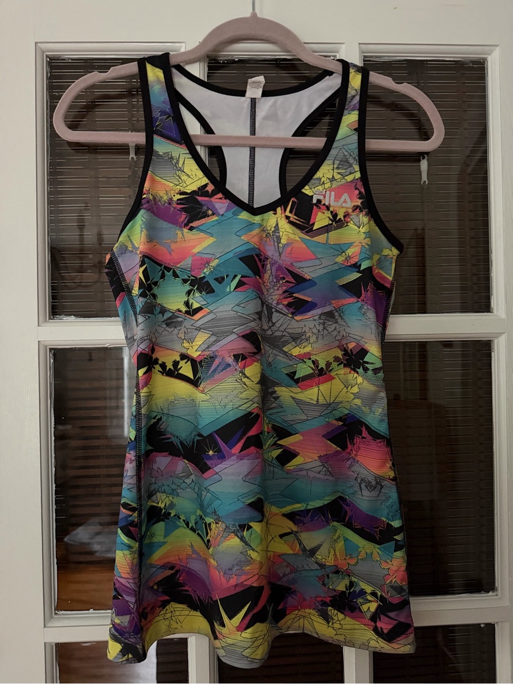 Fila Women’s S Racerback Black Pink Blue Athletic Tank Top | SKU 1005